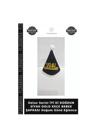Delux Serisi İyi Ki Doğdun Siyah Gold Keçe Bebek Şapkası Doğum Günü Eğlence Diğer