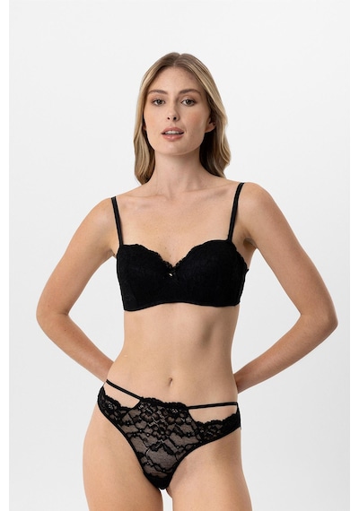 Pierre Cardin Lingerie Lotus Straplez Dantelli Sütyen Takımı Siyah