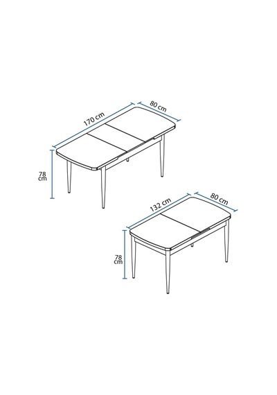 Fiona 80x132 Mdf Barok Masa Metal Ayaklı Açılabilir Üst Kalite Mutfak Masası Barok