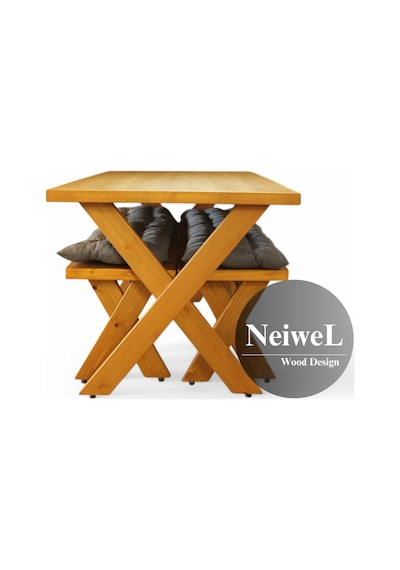 Neiwel Koen Doğal Ahşap Banklı Mutfak Ve Yemek Masası Takımı-100-200 Takım Açık Ceviz Neiwel Koen Doğal Ahşap Banklı Mutfak Ve Yemek Masası Takımı-100-200 Takım Açık Ceviz