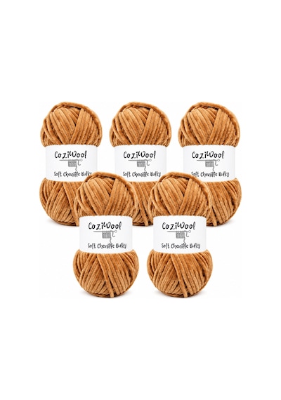 Kadife İp Soft Chenille Bulky 5'li Paket 5x100 Gr 120 Mt El Örgü İpi Nescafe - 875823131