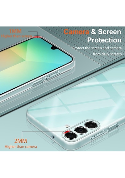Samsung Uyumlu A26 Şeffaf Silikon Kılıf + Cam Ekran Koruyucu