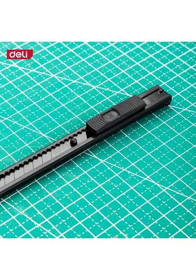Delı Profesyonel Plastik Gövdeli Kırılabilir Maket Bıçağı 9mm Sk5 Sarı Kendinden Kilitli