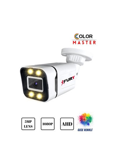 Fury 5mp Lens 1080p 4 X Ultra Led Gece Renkli Full Hd Suya Dayanıklı Güvenlik Kamerası