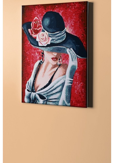 Webstyle Sayılarla Boyama Seti Kasnaklı Gül Şapkalı Kadın 60 X 75 Cm