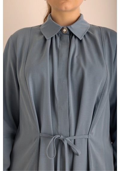 Aker İndigo Beli Bağcıklı Cotton Tunik İndigo İndigo