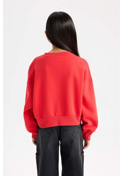 DeFacto Kız Çocuk Cropped Fit V Yaka Basic Düz Sweatshirt D7047A824WNRD348 Kırmızı DeFacto Kız Çocuk Cropped Fit V Yaka Basic Düz Sweatshirt D7047A824WNRD348 Kırmızı