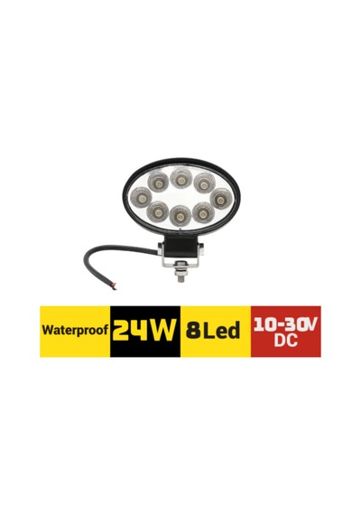 Off Road Çalışma Lamba 10-30v 8 Led 24w Oval Siyah Tır Kamyon İş Makinesi Aydınlatma