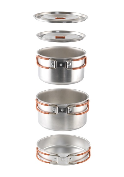 Easy Camp Moss Tour Cook Set Xl Paslanmaz Tencere Tava Çelik Kamp Yemek Seti Gümüş