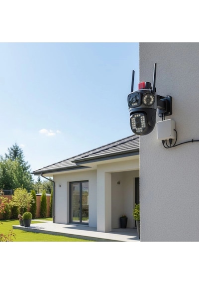 Kablolu Akıllı Güvenlik Kamerası 4 Kameralı Çok Lensli, 360 Ptz Hareketli, Çift Antenli, Gece Görüşlü, Dış Mekan Ip Kamera Bx40