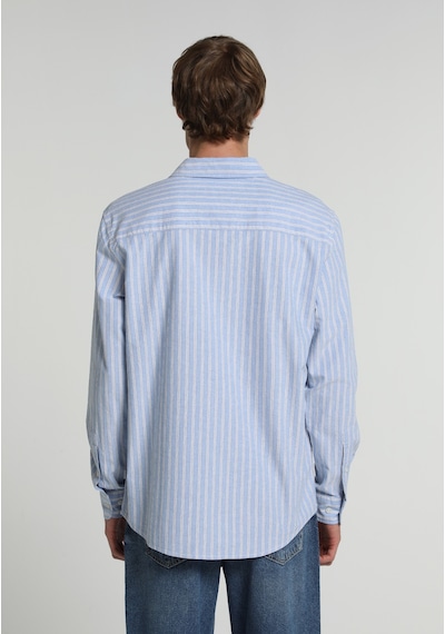 Colin's Colins Regular Fit Shirt Neck Çizgili Erkek Mavi Uzun Kol Gömlek Cl1082665 Q1.v1 Ble