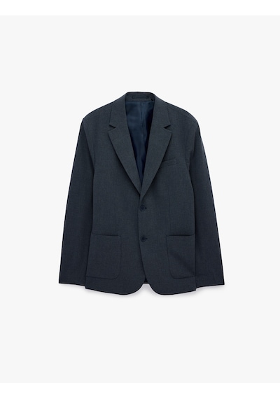 Koton Regular Fit Uzun Kollu Cepli Düğmeli Gömlek Yaka Blazer Ceket Lacivert 6sam50005nw