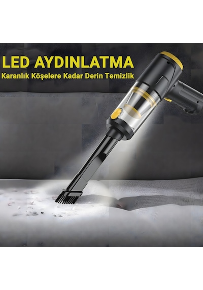 Çok Fonksiyonlu Araç Süpürgesi, Type-c Şarjlı,vakumlu Üflemeli, Işıklı, Hepa Filtreli Lt-145 1 Adet