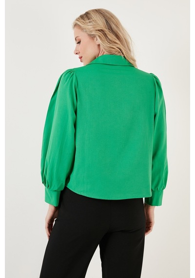 Lela Regular Fit Balon Kollu Poplin Bayan Gömlek 611Go0153 Benetton