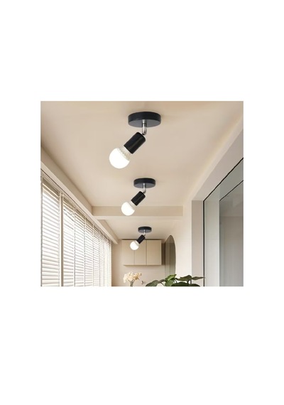 Riolight Modern Krom Mafsal Hareketli Başlık 1xe27 Duylu Siyah Metal Spot Tavan Armatür Avize Siyah