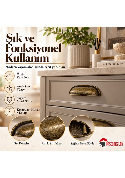 Haskan Tas Kulp Antik Sarı 96 Mm