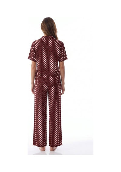 Penti Kahverengi Polka Dots Gömlek Pantolon Pijama Takımı Bn89