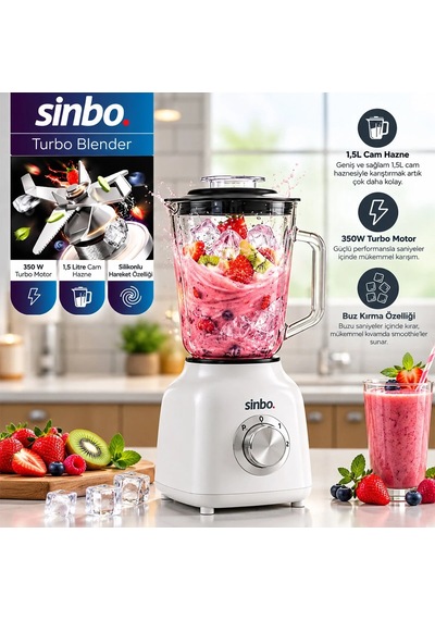 Ers Krem Turbo El Blender Seti Doğrayıcı - Mikser - Blender 600w 2 Kademe Hız 1.5lt Cam Hazne Shb-7516