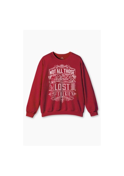 So Cool Bisiklet Yaka Sweatshirt Not All Those Who Wander Are Lost Lord Of The Rings Baskılı Unisex Sweat Kırmızı