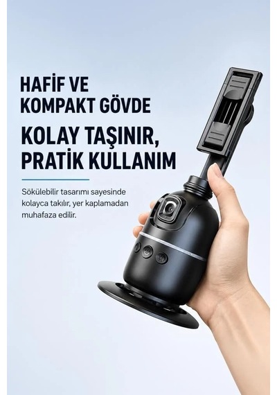 Özel Üretim Selfie Standı Mobil Stant Tripod 360 Yüz Takip Gimbal P03 Siyah