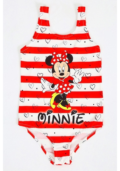 Papiş Kız Çocuk Mayo Minnie Mouse Kırmızı Çizgili Desenli Rahat Hızlı Kuruyan Mayo Deniz Havuz Plaj Mayosu Karışık