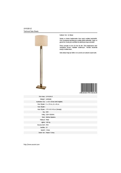 Avonni LM-9108-1E Eskitme Kaplama Lambader (Teshir)