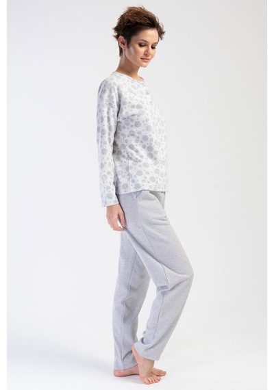 Vienetta Kadın Jakarlı Uzun Kol Gri Pijama Takım C0t3n0o204 001