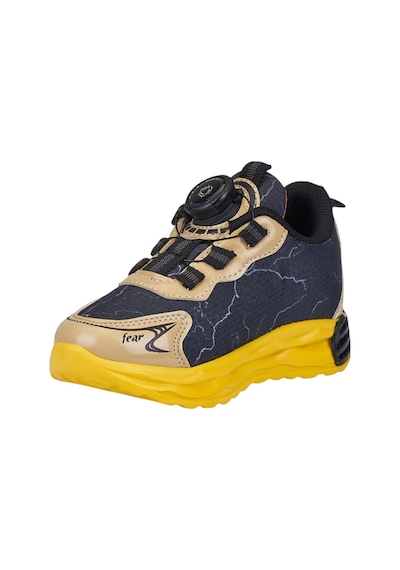 Nstil Günlük Erkek Çocuk Spor Ayakkabı Makara Bağcık Desenli Taban Rahat Hafif Sneaker 5003 Siyah - Sarı