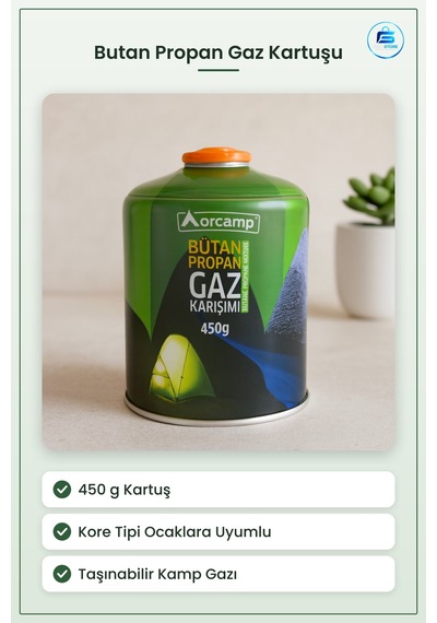 Butan Propan Gaz Kartuşu 450g Kore Tipi Kamp Ocağı Gazı Taşınabil