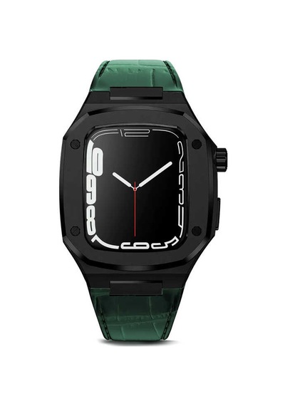 Ekılıf - Apple Uyumlu  Watch 44mm - Kordon Kayış Krd-67 - Yeşil-siyah