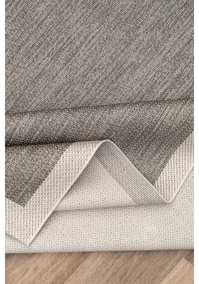 Çerçeveli Bohem Dokunuşlu Doğal Tonlarda Modern Sisal Gri Krem Renk Halı