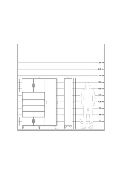 Arges Dolap 11 Raflı 5 Kapaklı 132x30x195 Antrasit-antrasit/antrasit Antrasıt/antrasıt