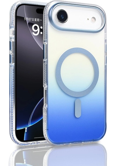 Apple Uyumlu iPad iPhone 17 Air Kılıf M-safe Şarj Özellikli Transparan Renk Geçişli Zore Toros Kapak Çok Renkli