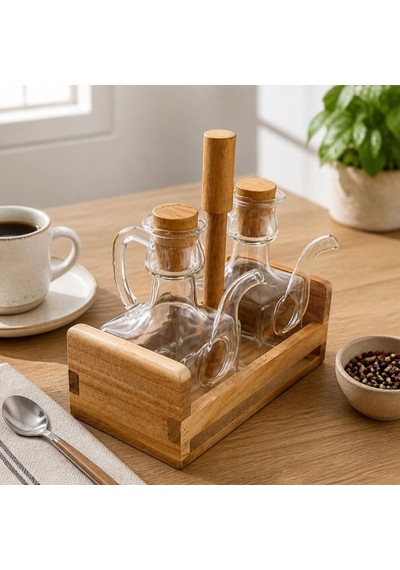 Borosilikat Yağlık Seti 150 Ml 2 Yağlık + 1stant Şeffaf