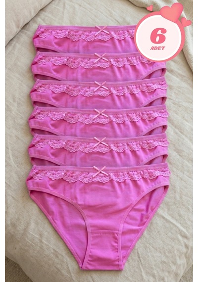 Mataş Kadın 5'li Paket Dantel Detaylı Pamuklu Bikini Külot Esnek İz Yapmaz Yumuşak İç Çamaşırı Çok Renkli