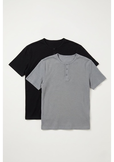 Defys Erkek Henley Yaka %100 Pamuklu Rahat Kesim Günlük Basic 2'li Tişört Seti Siyah Gri - 875258611 Siyah Gri Defys Erkek Henley Yaka %100 Pamuklu Rahat Kesim Günlük Basic 2'li Tişört Seti Siyah Gri - 875258611 Siyah Gri