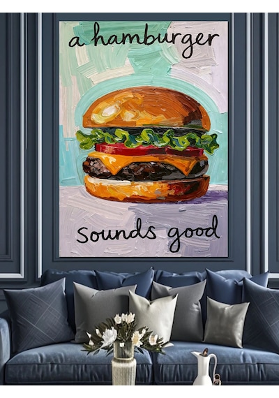Hamburger Sounds Good Posteri Dekoratif Kanvas - Mdf Ahşap Tablo