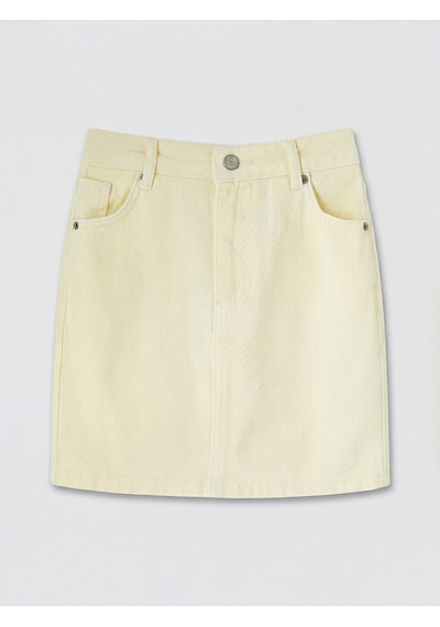 Lcw Vision Sarı Regular Fit Mini Jean Etek