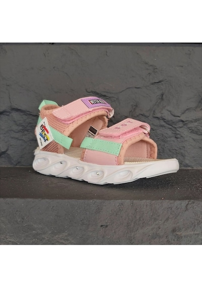 Kids 0102 Işıklı Kız Çocuk Spor Sandalet Pembe