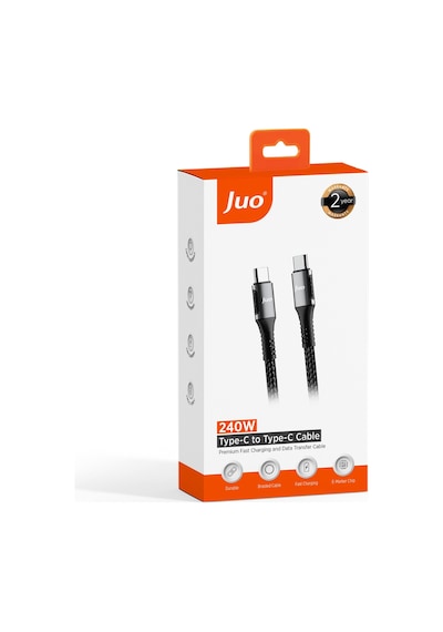 Juo JCBK241-B 240 W 5a E-mark Örgülü Usb Pd Type-c To Type-c Hızlı Kablo