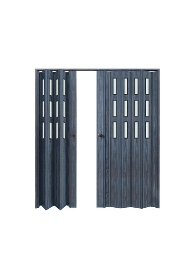 Faran Dekorasyon 170 x 215 Antrasit Renk Camlı Çift Açılım Pvc Akordiyon Kapı - FRNAKMODEL-0-152