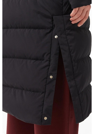 Lacoste Down Fill Womens Parka Uzun Boy Kaz Tüyü Dolgulu Kapüşonlu Kadın Parka Siyah
