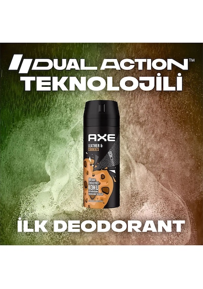 2 Adet Axe Erkek Sprey Deodorant Leather & Cookies 48 Saat Etkileyeci Koku 150 Ml