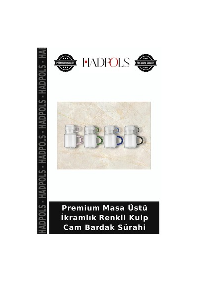 Premium Masa Üstü İkramlık Renkli Kulp Cam Bardak Sürahi