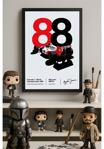 Mclaren Formula 1 Siyah Ahşap Çerçeveli Poster, Dekoratif Araba Duvar Tablosu
