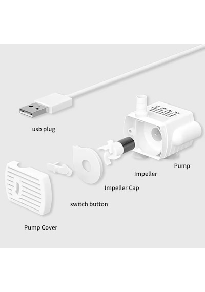 Haustier Anti-burnt Özellikli, Ledli, Usb, Evcil Hayvan Su Sebili Yedek Pompa