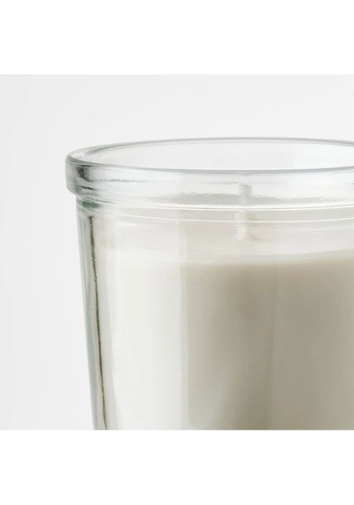 Ikea Adlad Cam Kaplı Kokulu Mum 7,5 X 7 Cm Ağaçsı Beyaz
