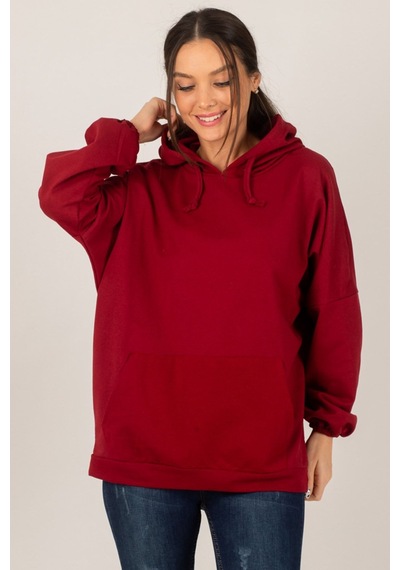 Armonika Kadın Bordo Kapüşonlu Cepli Sweatshirt Arm-21k024027