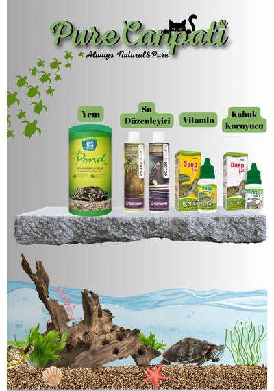 Purecanpati Kaplumbağa Tam Bakım Ve Yem Seti Vitamin Kabuk Koruyucu