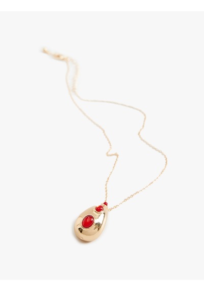 Koton Damla Charm Detaylı Kolye Bordo 5wak70445aa Bordo